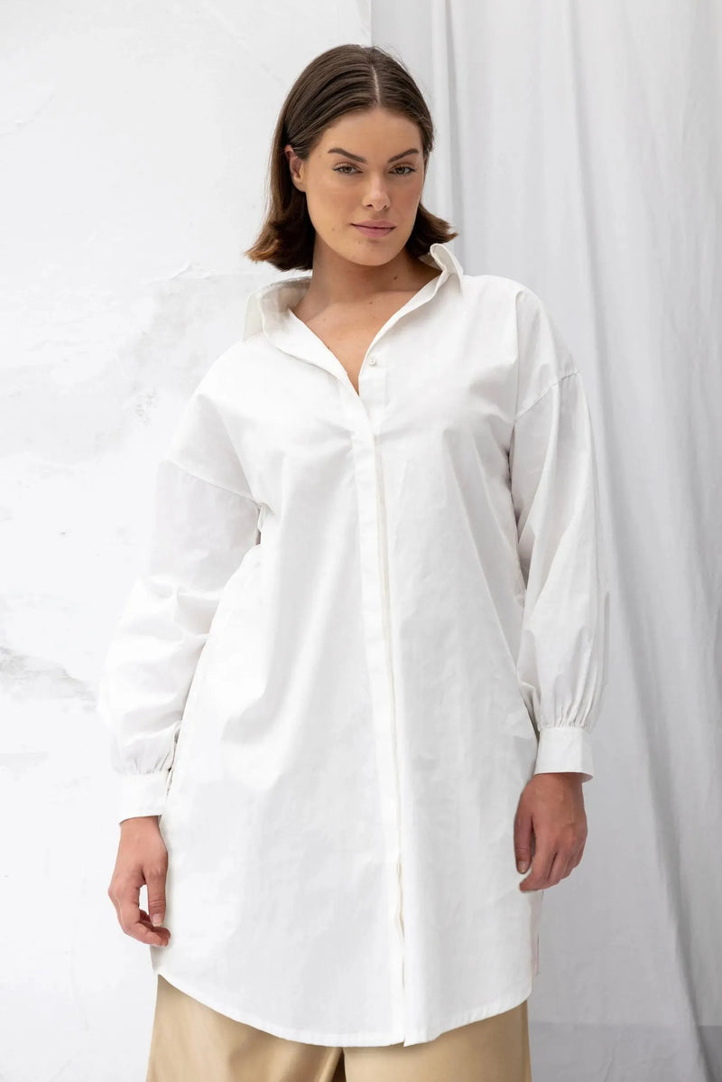 ReCreate Clothing | Found Shirt Dress | White | The Colab | Shop Womens | New Zealand