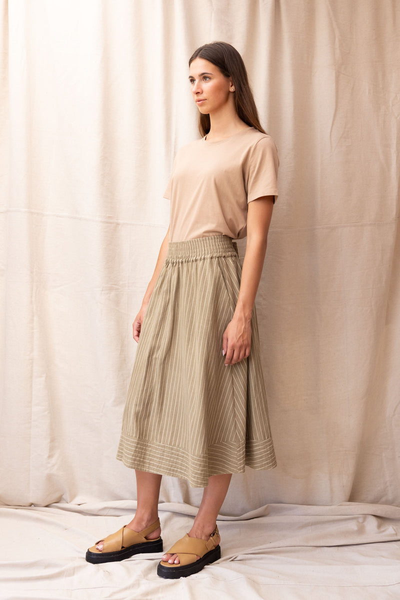 Cas Skirt | Moss Stripe