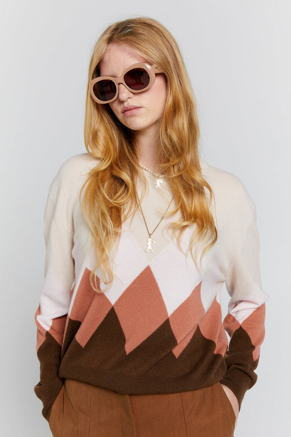 Mina Cashmere Sweater | Autumn Argyle