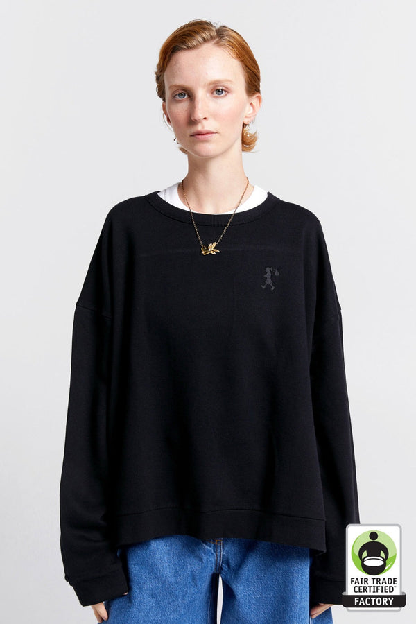 Embroidered Runaway Girl Sweatshirt | Black