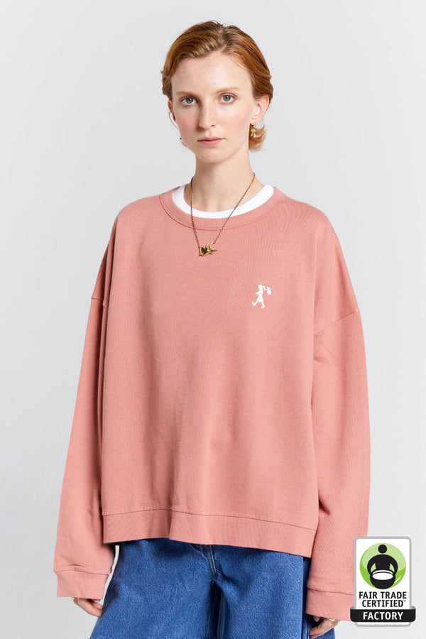 Embroidered Runaway Girl Sweatshirt | Rose