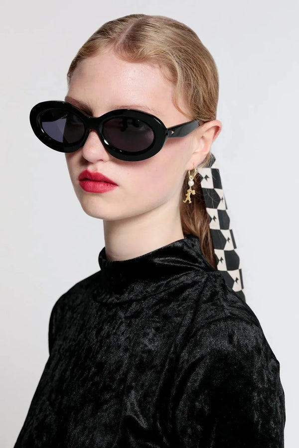 Karen Walker | Monogram Twilly Scarf | Black & Cream | The Colab | Shop Womens | New Zealand