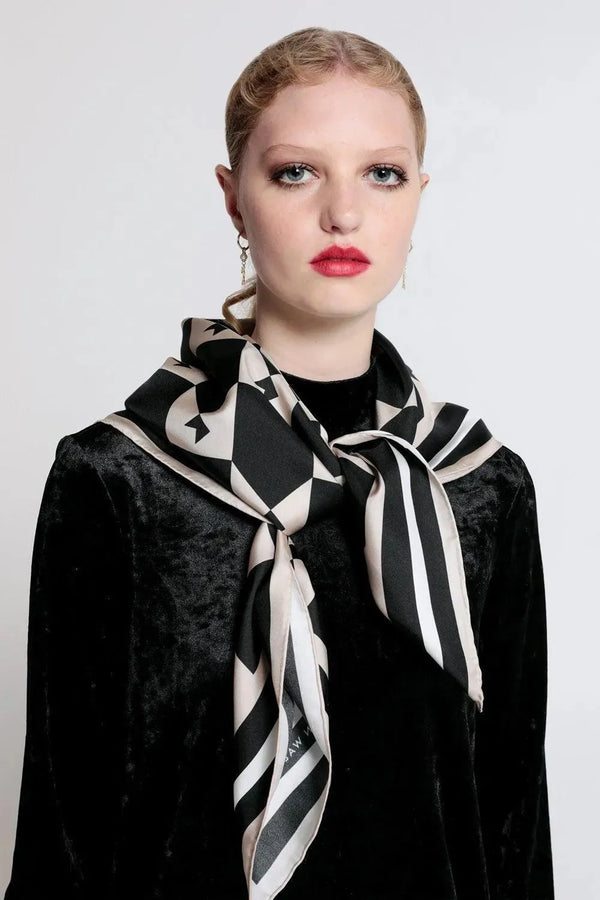 Karen Walker | Monogram Classic Scarf | Black & Cream | The Colab | Shop Womens | New Zealand