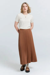 Karen Walker | Sunray Pleated Skirt | Coffee | The Colab | Shop Womens | New Zealand