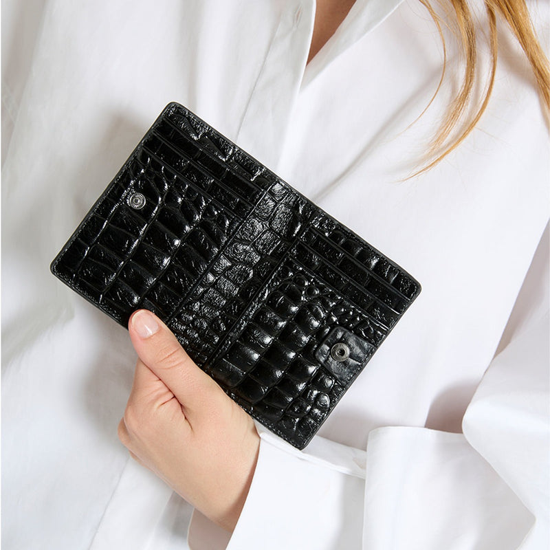 Easy Does It Wallet | Black Croc