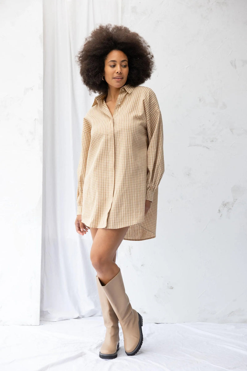 ReCreate Clothing | Found Shirt Dress | Brown Gingham | The Colab | Shop Womens | New Zealand