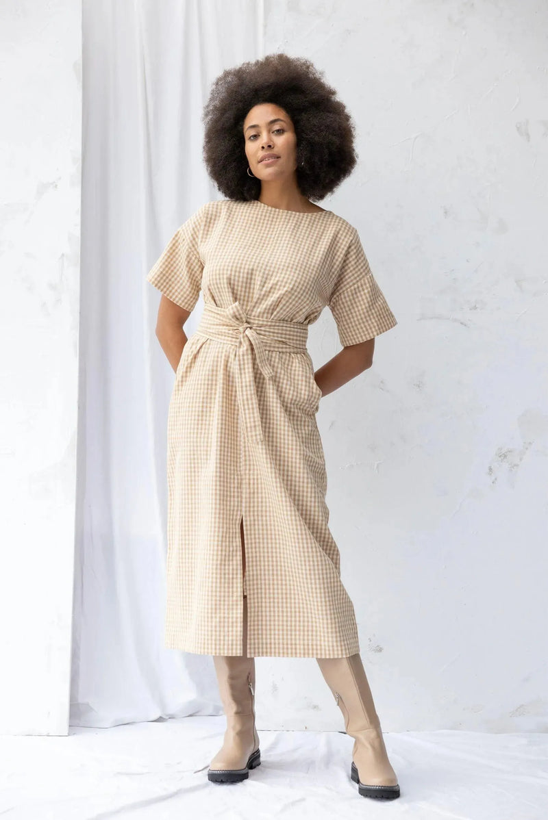 ReCreate Clothing | Array Dress | Brown Gingham | The Colab | Shop Womens | New Zealand